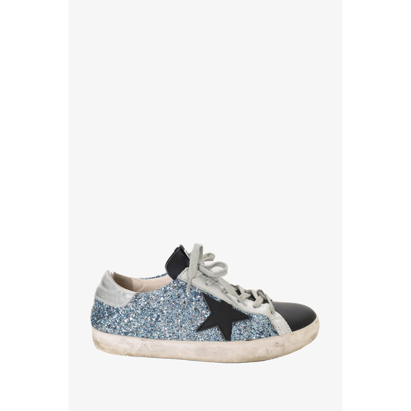 Golden Goose Blue/Sliver Metallic Sequin Sneaker Size 40 - Picture 1 of 3